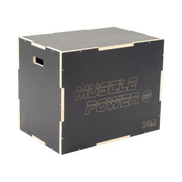 Muscle Power Wooden Plyo Box schwarz mit Anti-Rutsch 