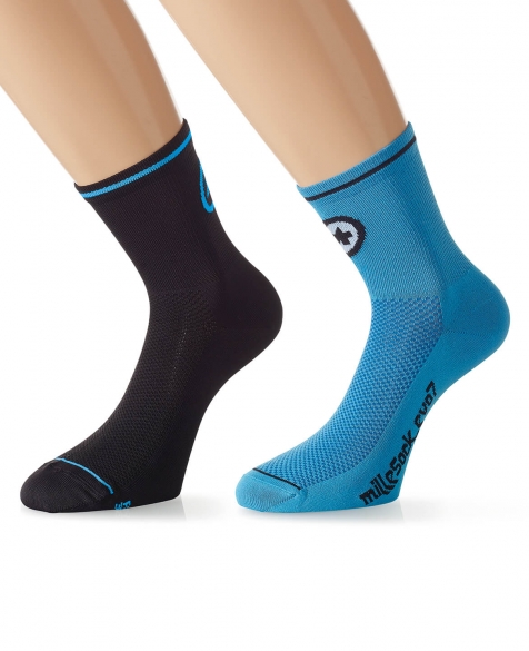 Assos MilleSock Evo7 Radsocken 2-pack Schwarz/Blau 136064929