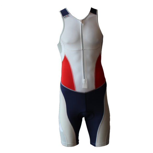 Ironman Trisuit front zip ärmellos Extreme suit Weiß/Blau/Rot Herren  IM7507-03/41